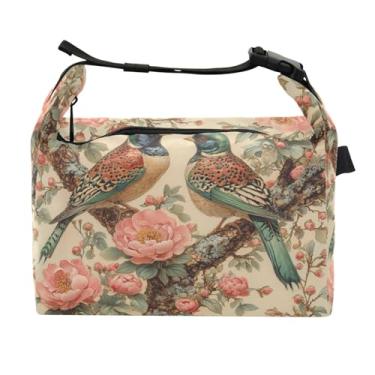 Imagem de STAYTOP Lancheira fofa de pássaro no ramo de flores com fivela de alça, lancheira isolada para meninos e meninas lancheira para trabalho escolar