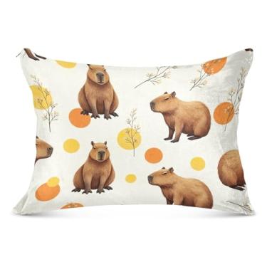 Imagem de Lindas fronhas decorativas marrons capivaras animais grandes com zíper longo para o corpo padrão Queen King fronhas para travesseiro de cama, tamanho do corpo, 53 cm x 137 cm