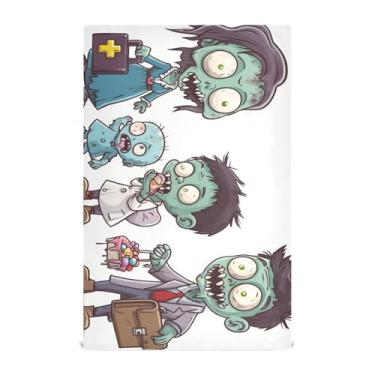 Imagem de Joisal Toalhas de cozinha Zombie Family Cartoon Terry Cloth de secagem rápida 71 x 45 cm com laço para pendurar