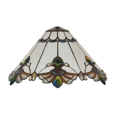 Imagem de Cúpula de reposição Tiffany, estilo Mission, 43 cm (17 polegadas), em vitral. Ideal para abajures de mesa, de chão e pendentes. Cor: branca.