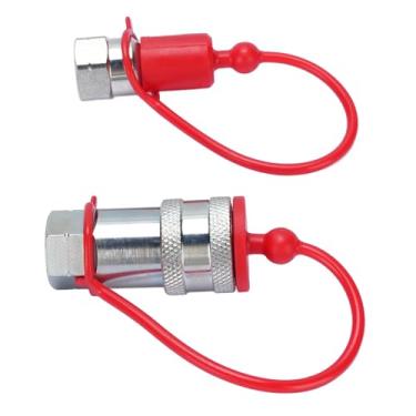 Imagem de Jiawu O Acoplador Hidráulico de Conexão Rápida Transfere Fluido Com Eficiência para Diversas Aplicações Hidráulicas, Material de Aço Endurecido, Rosca NPT de 1/4 Polegada, 2 Peças para Oficinas