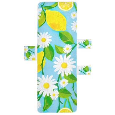 Imagem de Margaridas brancas limões amarelos espreguiçadeiras toalhas de cadeira de sala de estar de piscina toalha de praia engraçada espreguiçadeira de praia 85 x 76 centímetros