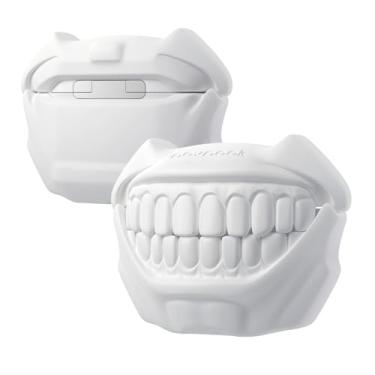 Imagem de Novnook Capa para AirPods 4, design Cool Teeth para AirPods 4, capas protetoras de silicone fofas e engraçadas à prova de choque para homens e meninos (branca)