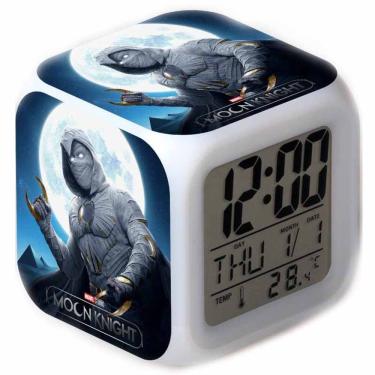 Imagem de Relógio digital LED Moons Knights Square com função de despertador