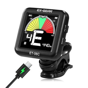 Imagem de EX GEAR Afinador de guitarra profissional com clipe, afinador de guitarra acústica rotativo de 360°, afinação rápida e precisa para violão, violino, baixo, ukulele e afinador cromático