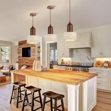 Imagem de Lustre de travertino amarelo natural, luminária pendente de madeira, estilo wabi sabi, decoração japonesa, ideal para sala de jantar, cabeceira, ilha de cozinha, mini luminária suspensa para