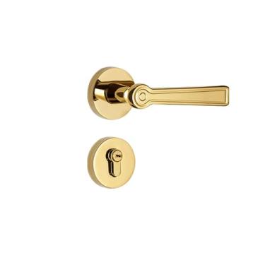 Imagem de Fechadura de porta, corpo de fechadura magnética dourada de luxo leve, maçaneta de porta de hardware de banheiro para quarto, conjunto completo de fechaduras de porta de madeira (ouro)