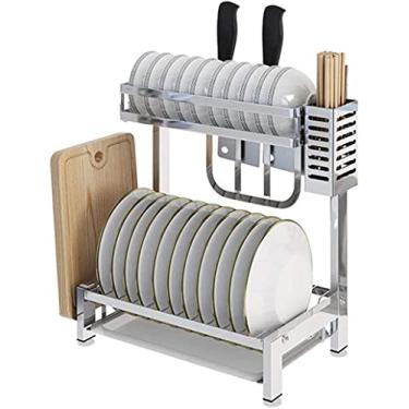 Imagem de Ralo de cozinha de aço inoxidável para bancada escorredor de pratos pauzinhos cortador de tábua de cortar al rack de armazenamento organizador de balcão