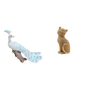 Imagem de Whtkoph Escultura de Gato, Figura Decorativa para Jardim, Artesanato, Estátua para Decoração de Casa, Pátio, Entrada, Estante, Sala de Estar E