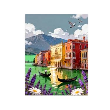 Imagem de Pôster paisagem - Canal Cidade Venice - Impressões em Tela - Imagem Moderna Natureza para Sala de Estar Decoração 50x65cm Sem Moldura