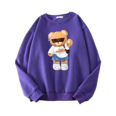 Imagem de Moletom Oversized Feminino Com Capuz De Fleece, Estilo Hipster, Com Es