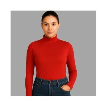 Imagem de Blusa Gola Alta Feminina Manga Longa Tricot Comfort - Habana, G, Laran