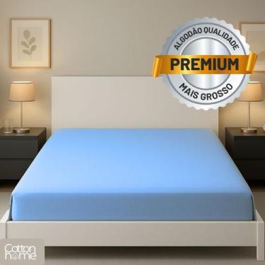 Imagem de Lençol Solteiro 100% Algodão Com Elástico Premium Azul - JF Texteis