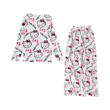 Imagem de Conjunto De Pijamas De Manga Longa Y2K Hello Kitty Para Mulheres, Pija