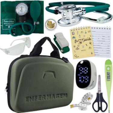 Imagem de Kit Enfermagem Super Luxo Maleta Exclusiva Completa - Love Saude, VERD