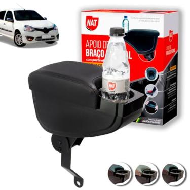 Imagem de Apoio de Braço Clio Ano 2004 Até 2016 C/Porta Copo (Preto C/Linha Preta)