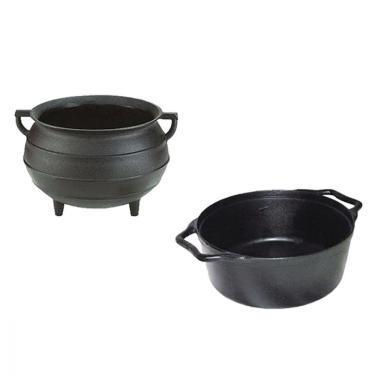 Imagem de Kit Miniaturas Caldeirão Ferro Fundido E Panela Caçarola 8Cm