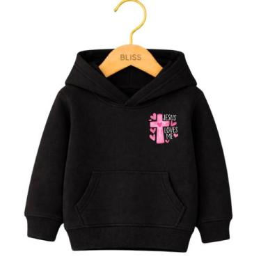 Imagem de Moletom Canguru Infantil Estampa Jesus Loves Me 1015 Conforto Térmico 