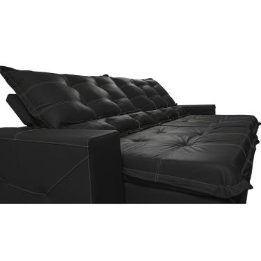 Imagem de Sofá De Courino Retrátil E Reclinável 2,55m Cama Inbox Bourbon Softgel D40 Preto