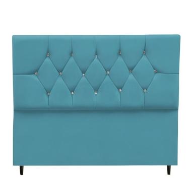 Imagem de Cabeceira Cama Box Estofada Solteiro 90 Cm Suede Anitta azul Turquesa