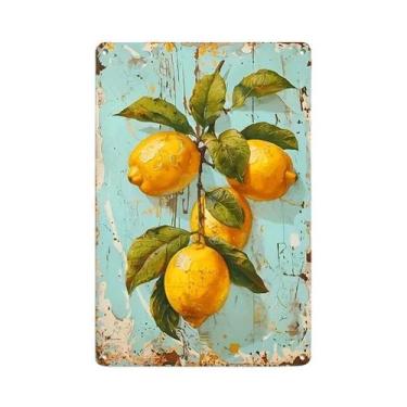 Imagem de Placa De Metal Retro Com Tema De Limão Para Cozinhas, Bares, Cafés E G