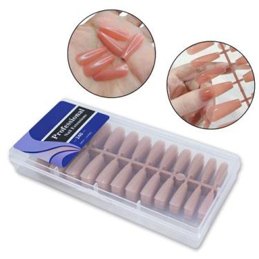 Imagem de 240 Unha Postiça Soft Gel Bailarina Realista Full Cover Nude Manicure 