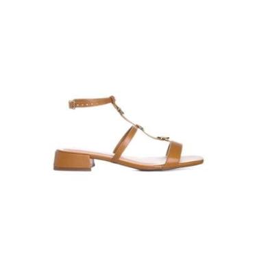 Imagem de Sandália Giulia Domna Salto Bloco Couro Camel-Feminino