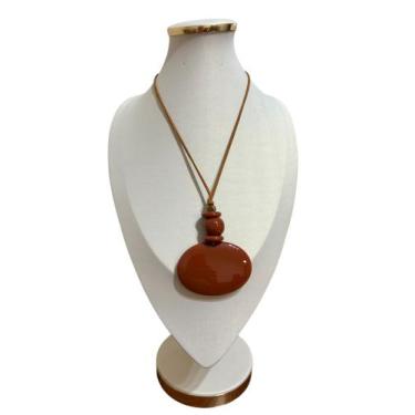 Imagem de Maxi colar pedra em resina atemporal delicado feminino luxo - MLBpel, 