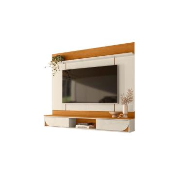 Imagem de Painel Home Suspenso AURA Cinamomo e Off White para TV até 65 com Bancada 1,82m Liberty Móveis