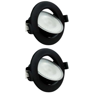Imagem de Kit 2 Spot Led 7w Redondo 6500k Preto Bivolt Foxlux
