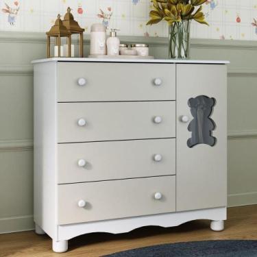 Imagem de Cômoda Infantil 95cm 1 Porta com Vidro e 4 Gavetas Ternura Multimóveis