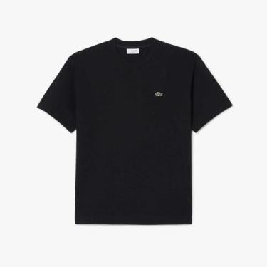 Imagem de Camiseta de malha de algodão pesado - Lacoste, G, Preto