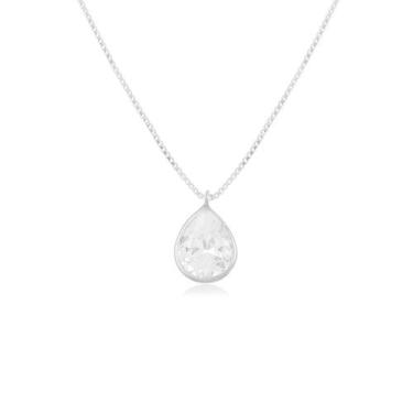 Imagem de Colar de Prata 925 Gota Zircônia Tamanho:45 cm - JA Jóias, 45 cm