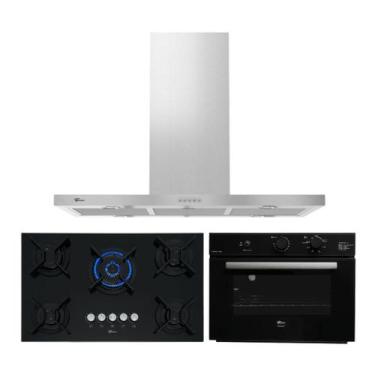 Imagem de Kit Infinity Fischer: Forno a Gás Grill Coifa Ilha e Cooktop 5B Tripla