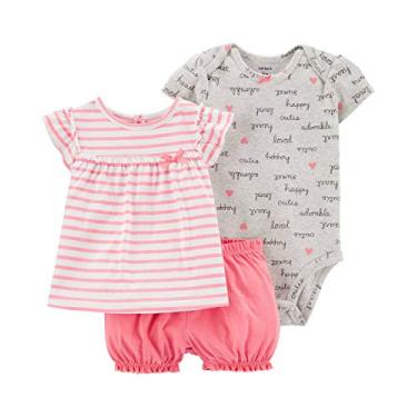 Imagem de Conjunto curto para bebês meninas Carter's, Striped Pink/Heather, 3 Months