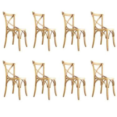 Imagem de Kit Com 8 Cadeiras Rústica Pé Quadrado Madeira Imbuia - Madeira Pura