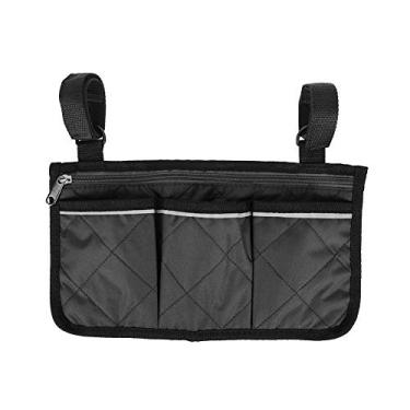 Imagem de Bolsa lateral para cadeira de rodas Keen so com bolsas, multifuncional para cadeira de rodas, scooter, apoio de braço, bolsa lateral para andar, organizador de armazenamento (preto)