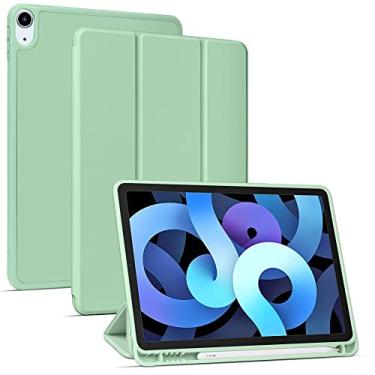 Imagem de Arae Capa para iPad Air 4/iPad Air 5 11 polegadas [4ª geração] [5ª geração] [proteção de canto] Visualização multiângulo com suporte para lápis, recurso de suporte, despertar/hibernar automático (Matcha Green)