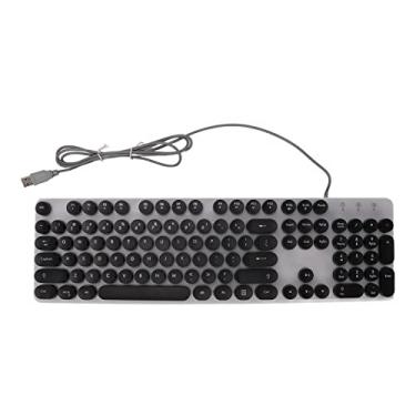 Imagem de Teclado mecânico para jogos, teclado com fio retroiluminado por LED RGB, 104 teclas anti-fantasma estilo retrô teclado usb hot swappable, para laptop(Preto)