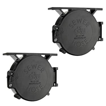 Imagem de RecPro Porta e suporte de escotilha de substituição para supertubo RV 15 x 15 x 5 cm | Tampas de extremidade de plástico durável para tubos de transporte de mangueira de esgoto RV | Fecho de trava