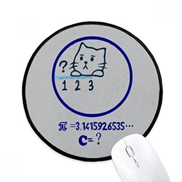 Imagem de DIYthinker Círculo Matemático Problema Ilustração Gato Mouse Pad Desktop Escritório Tapete Redondo para Computador