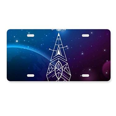 Imagem de DIYthinker Placa de licença Alien Geometria Totem Starry Sky Acessório de aço inoxidável para decoração de carro