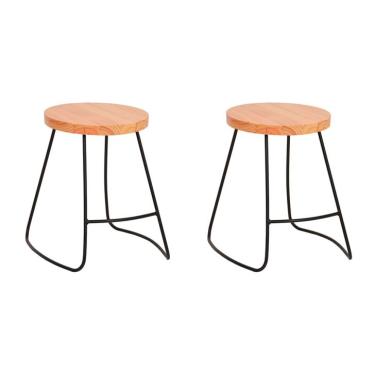 Imagem de Conjunto com 2 Bancos | Banquetas Dili Natural e Preto