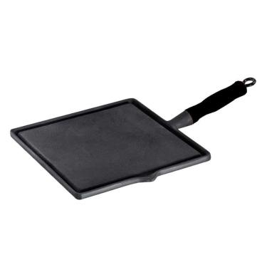 Imagem de Bifeteira quadrada lisa com cabo de silicone Preto 26x26cm
