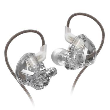 Imagem de Fone de ouvido KZ EDX 1DD HiFi, Yinyoo EDX intra-auricular com driver dinâmico magnético composto de 10 mm com cabo destacável de 0,75 mm (sem microfone, cinza claro)