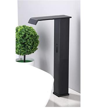 Imagem de Torneira de lavatório com sensor inteligente Torneira de lavatório com sensor automático em cascata Torneira de banheiro Torneira de pia de banheiro Torneira de lavatório,Preto alto B,1