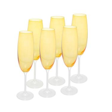 Imagem de Conjunto 6 Taças de Champanhe Amarela 200ml - Wolff