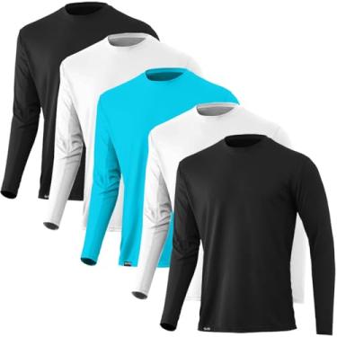 Imagem de KIT 5 Camisetas Proteção Solar Permanente UV50+ Tecido Gelado – Slim Fitness – G 2 Branco 2 Preto 1 Turquesa