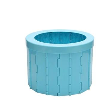 Imagem de JUSHZ Sanita de acampamento portátil para adultos sanitários portáteis sacos externos balde interior idosos cabeceira veículo de viagem montado portátil com tampa dobrável para carro (azul, 33,5 x