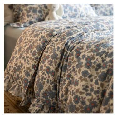 Imagem de Jogo de cama 100% algodão floral, princesa, solteiro, Queen, King, conjunto de edredom e roupa de cama (E Queen 200 x 230 cm, 4 peças)